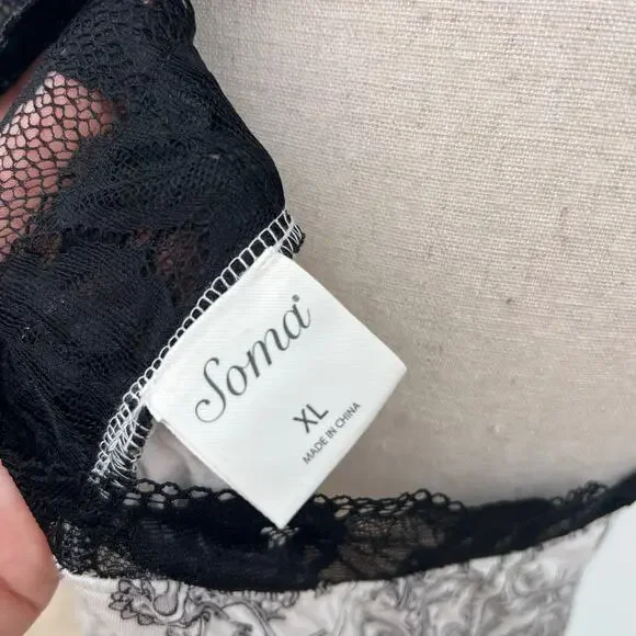 Soma Lace Trim Nightgown Pajamas Paisley Slip Dress XL Coquette - Picture 5 of 7